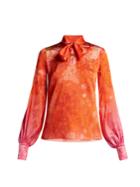 Peter Pilotto Floral-print Hammered Silk-blend Blouse