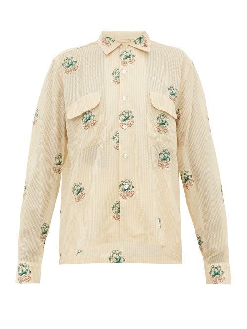 Matchesfashion.com Bode - Floral Embroidered Cotton Blend Shirt - Womens - Ivory