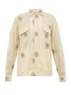 Matchesfashion.com Bode - Floral Embroidered Cotton Blend Shirt - Womens - Ivory