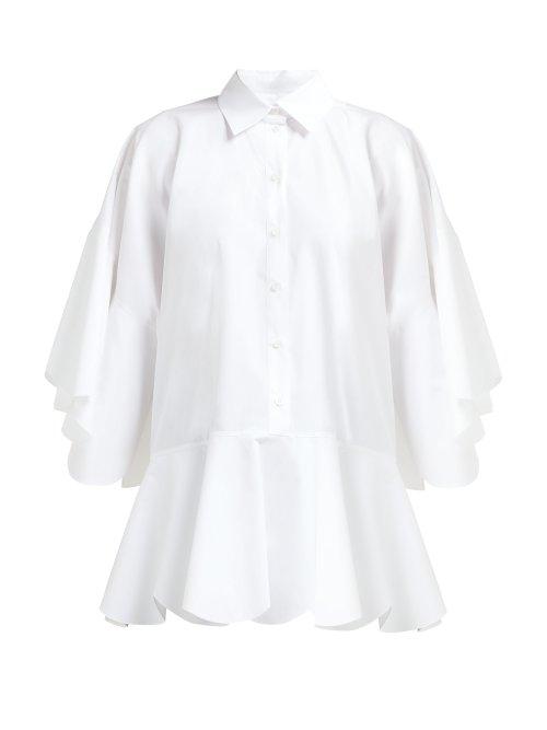 Matchesfashion.com Valentino - Peplum Hem Cotton Shirt - Womens - White