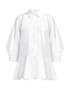 Matchesfashion.com Valentino - Peplum Hem Cotton Shirt - Womens - White
