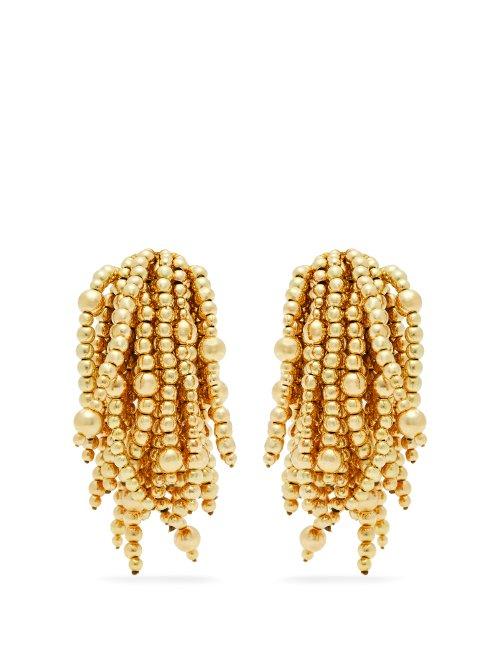 Matchesfashion.com Vanda Jacintho - Shower Beaded Clip On Earrings - Womens - Gold