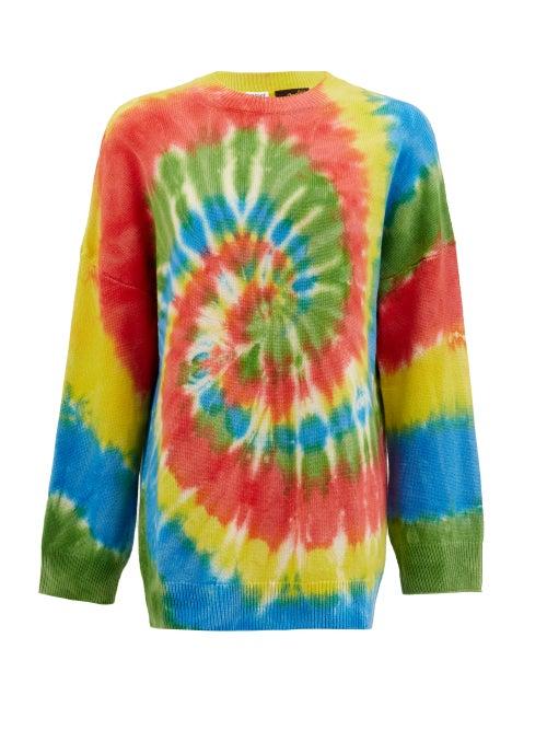 Matchesfashion.com Loewe Paula's Ibiza - Rainbow Tie Dye-jacquard Cashmere Jumper - Womens - Green Multi
