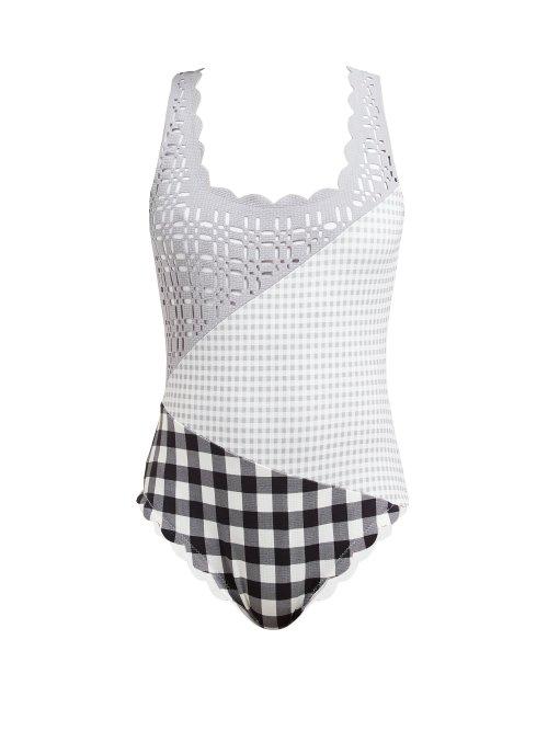 Matchesfashion.com Marysia - Wainscott Patchwork Swimsuit - Womens - Blue