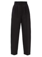 Matchesfashion.com Alexander Mcqueen - Pleated-front Wool-blend Crepe Trousers - Womens - Black