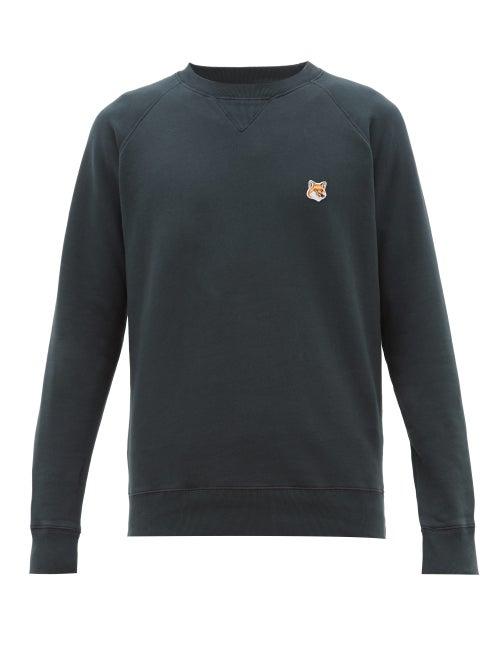 Matchesfashion.com Maison Kitsun - Fox Appliqu Cotton Sweatshirt - Mens - Green