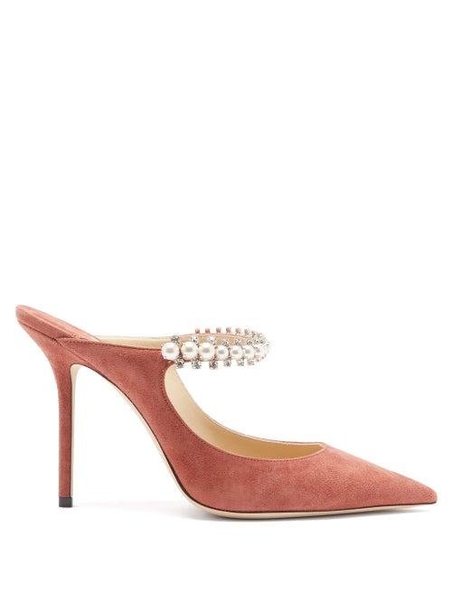 Matchesfashion.com Jimmy Choo - Bing 100 Embellished-suede Pumps - Womens - Pink
