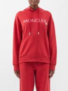 Moncler - Logo-embroidered Cotton-jersey Hooded Sweatshirt - Womens - Red