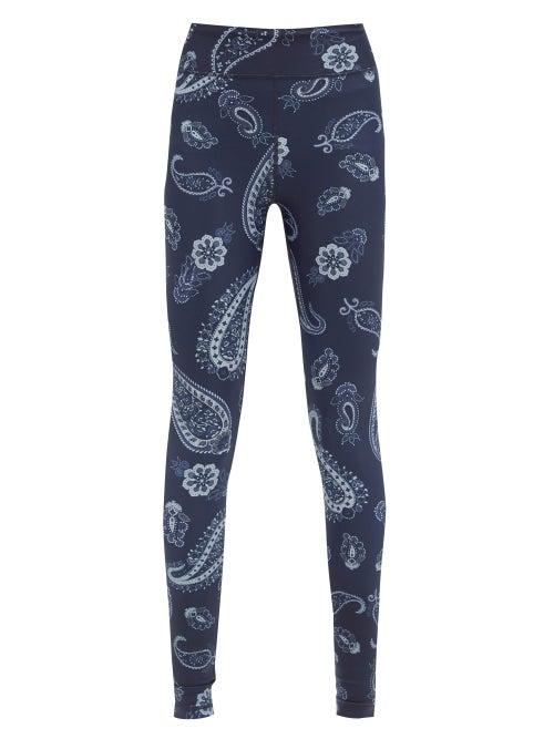 Matchesfashion.com The Upside - Fortune Paisley-print Stretch-jersey Leggings - Womens - Navy Print