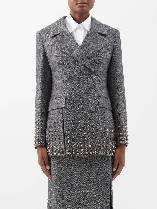 Erdem - Aurelia Beaded Wool Jacket - Womens - Grey