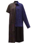 Ladies Rtw Balenciaga - Asymmetric Patchworked Floral Shirt Dress - Womens - Multi
