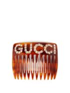 Matchesfashion.com Gucci - Crystal Logo Hair Comb - Womens - Brown