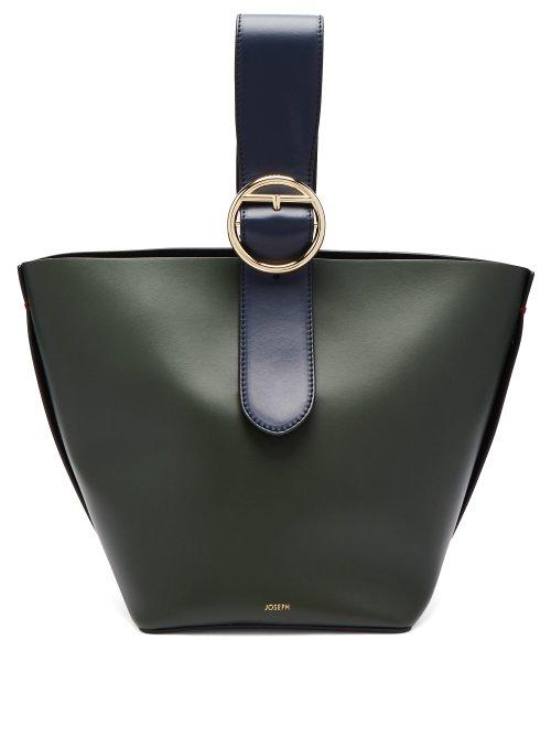 Matchesfashion.com Joseph - Sevres Buckle Handle Leather Bag - Womens - Green Navy