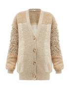 Matchesfashion.com Stella Mccartney - Faux Fur Trimmed Knitted Cardigan - Womens - Beige Multi