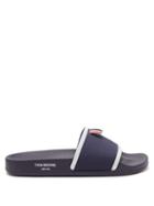 Matchesfashion.com Thom Browne - Tricolour-stripe Rubber Slides - Mens - Navy