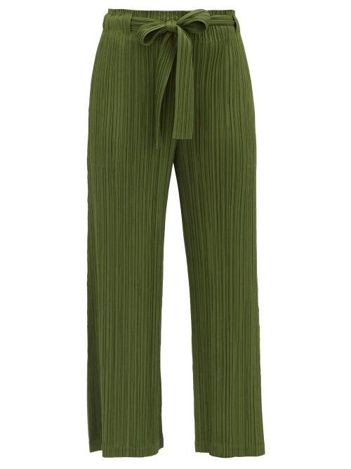 Matchesfashion.com Pleats Please Issey Miyake - Tie-front Technical-pleated Trousers - Womens - Khaki