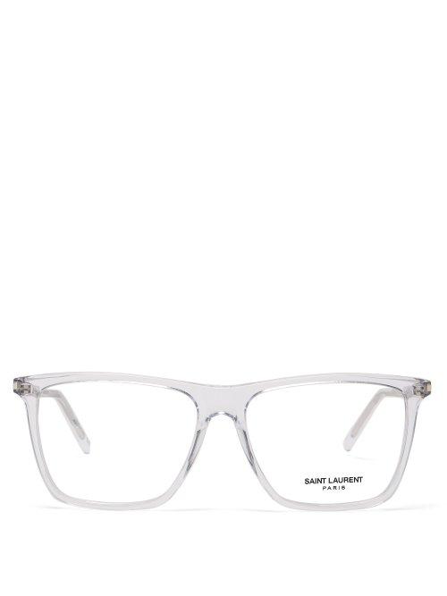 Matchesfashion.com Saint Laurent - Rectangular Acetate Glasses - Womens - Clear