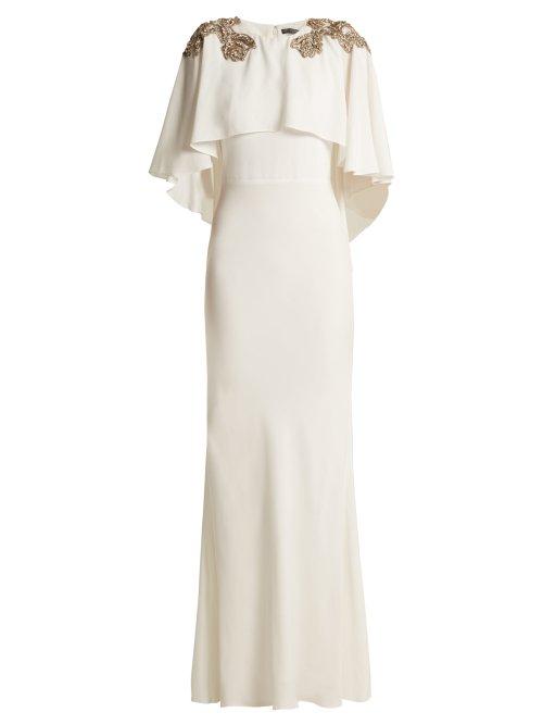 Matchesfashion.com Alexander Mcqueen - Embellished Crepe Gown - Womens - Ivory