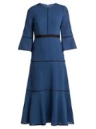 Matchesfashion.com Cefinn - Tiered Voile Midi Dress - Womens - Blue