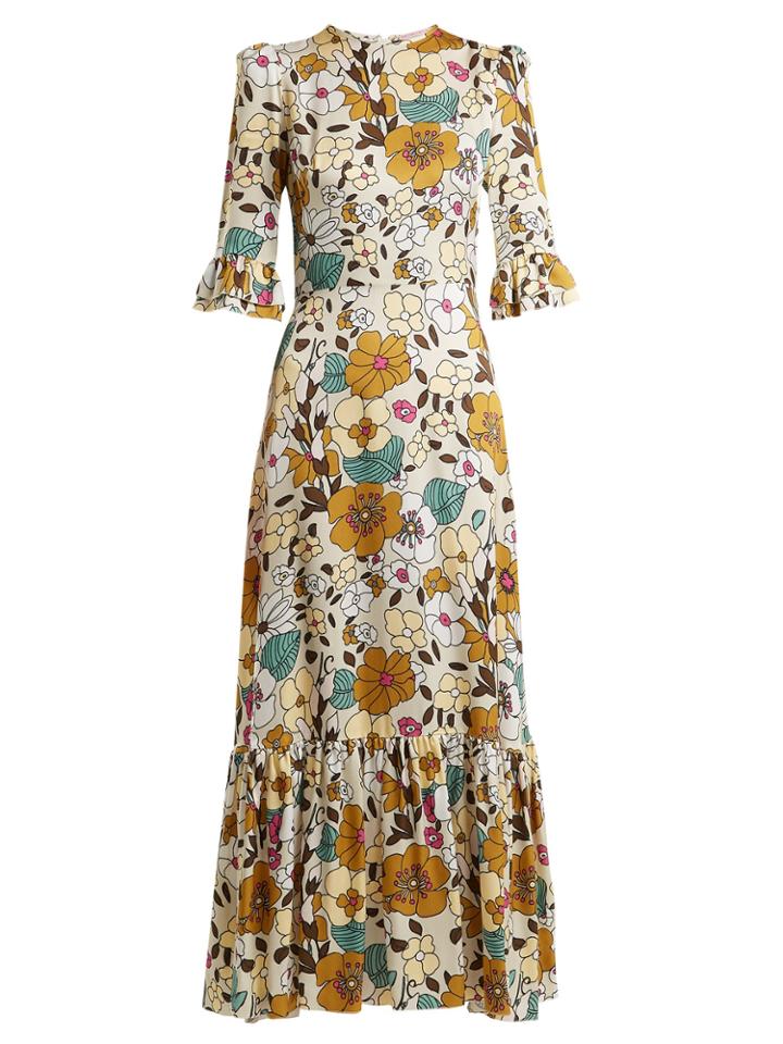 The Vampire's Wife Floral-print Ruffle Dress