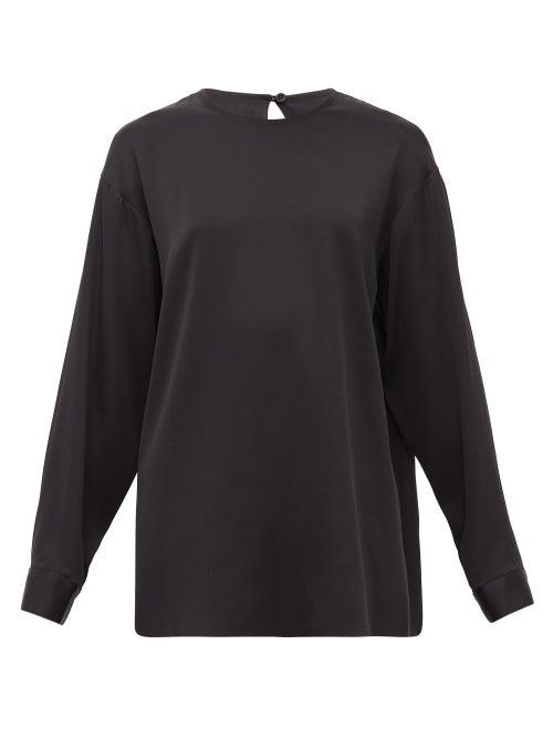 Matchesfashion.com Raey - Long-sleeved Silk-satin Blouse - Womens - Black