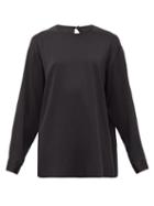 Matchesfashion.com Raey - Long-sleeved Silk-satin Blouse - Womens - Black