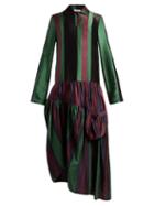Matchesfashion.com Jw Anderson - Striped Asymmetric Panel Silk Dress - Womens - Black Multi