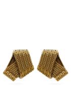 Matchesfashion.com Balenciaga - Mesh Engraved Folded Hoop Earrings - Womens - Gold