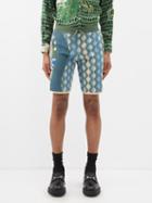 Ahluwalia - Katrina Ecotec-cotton Blend Knit Shorts - Mens - Beige Blue