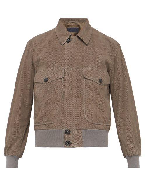 Matchesfashion.com Thom Sweeney - Perforated Suede Bomber Jacket - Mens - Grey