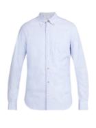 Matchesfashion.com Paul Smith - Single Cuff Striped Trim Cotton Shirt - Mens - Light Blue