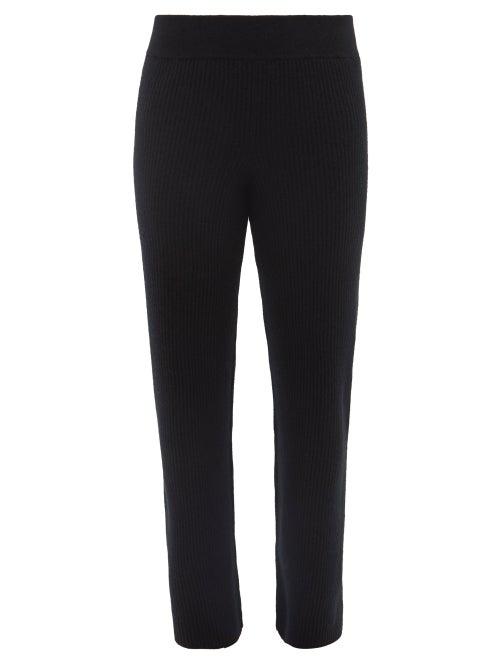 Allude - Ribbed Cashmere Trousers - Womens - Black