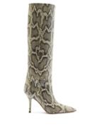 Matchesfashion.com Paris Texas - Mama Python-effect Leather Knee-high Boots - Womens - Beige Multi