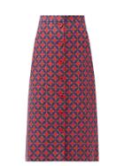 Matchesfashion.com Gucci - Circle-jacquard A-line Cotton-blend Skirt - Womens - Red Multi