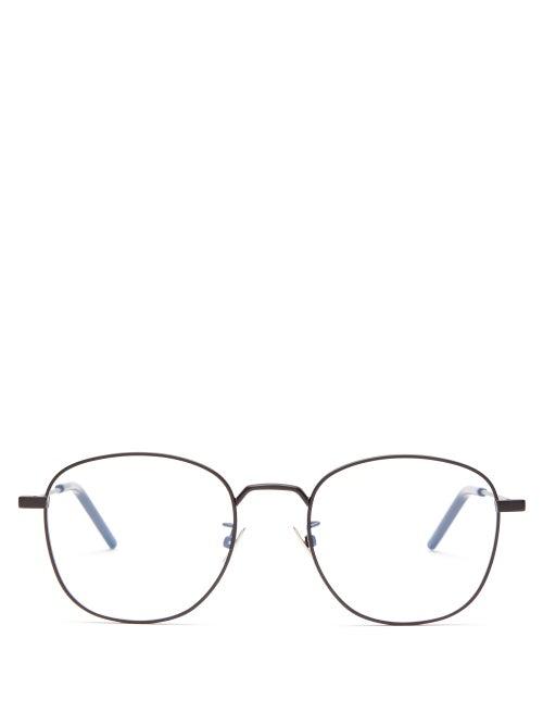 Matchesfashion.com Saint Laurent - Round Frame Metal Glasses - Mens - Black