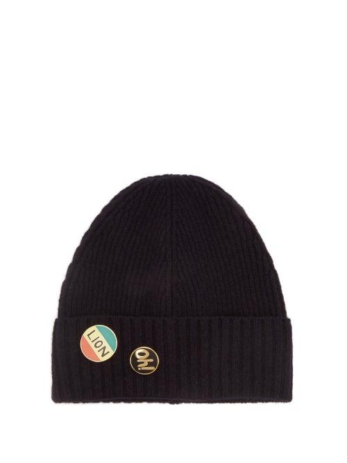 Matchesfashion.com Bella Freud - Pin-embellished Wool Beanie Hat - Womens - Navy