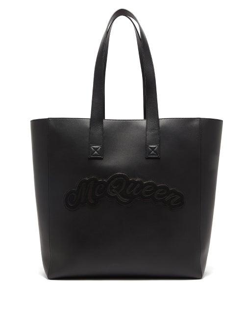 Matchesfashion.com Alexander Mcqueen - Rock Logo-appliqu Leather Tote Bag - Mens - Black