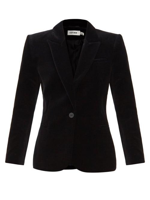 Cefinn - Jamie Single-breasted Cotton-velvet Jacket - Womens - Black