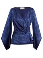 Matchesfashion.com Peter Pilotto - Floral Jacquard Satin Top - Womens - Blue Print