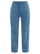 Asceno - Olbia Crepe Straight-leg Trousers - Womens - Blue