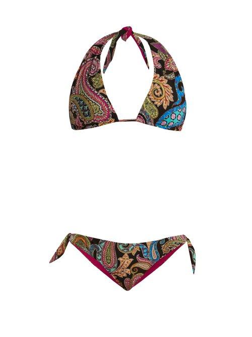 Matchesfashion.com Etro - Abstract Paisley Print Bikini - Womens - Black Multi