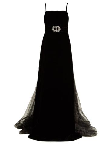 Matchesfashion.com Gucci - Crystal Embellished Velvet Gown - Womens - Black