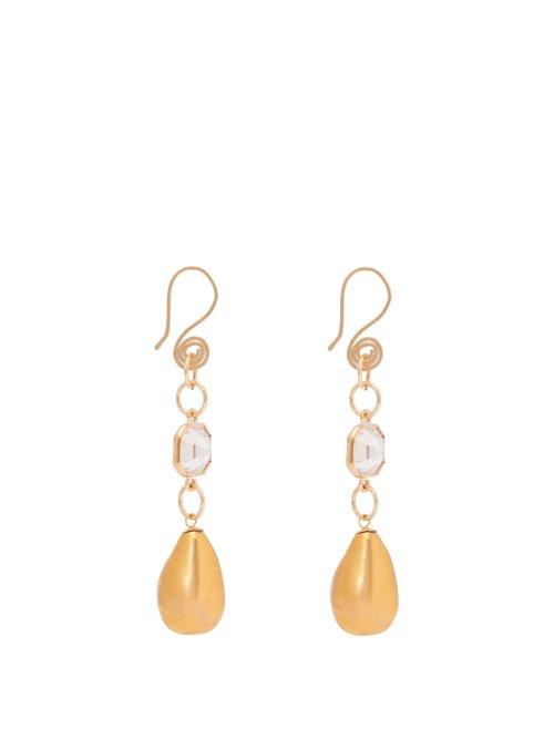 Matchesfashion.com Sonia Boyajian - Tamago Crystal Drop Earrings - Womens - Gold