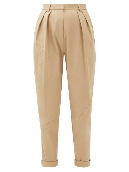 Matchesfashion.com Preen Line - Kasia Cropped High-waist Twill Trousers - Womens - Beige