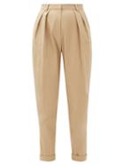 Matchesfashion.com Preen Line - Kasia Cropped High-waist Twill Trousers - Womens - Beige