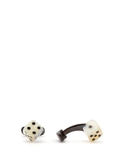 Matchesfashion.com Paul Smith - Dice Mother Of Pearl And Enamel Cufflinks - Mens - White