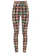 Ladies Activewear La Doublej - Claire Coin-print Performance Leggings - Womens - Navy Print