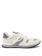 Valentino Garavani - Rockrunner Panelled Leather & Suede Trainers - Mens - White Silver