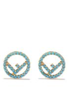 Ladies Jewellery Fendi - F Is Fendi Stud Earrings - Womens - Blue Gold