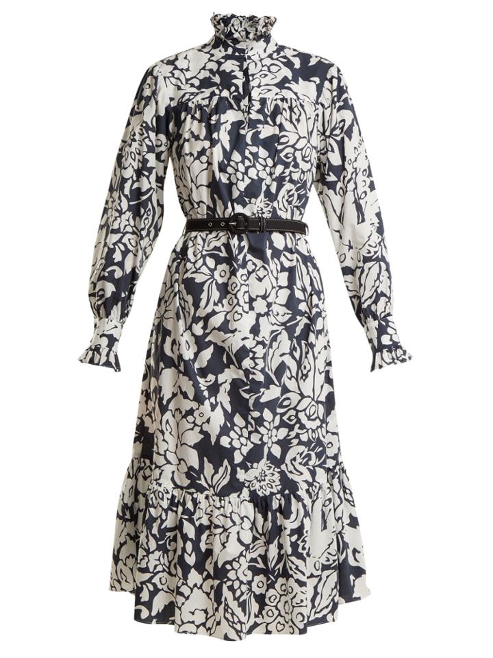 Alexachung Floral-print Belted Cotton-poplin Dress